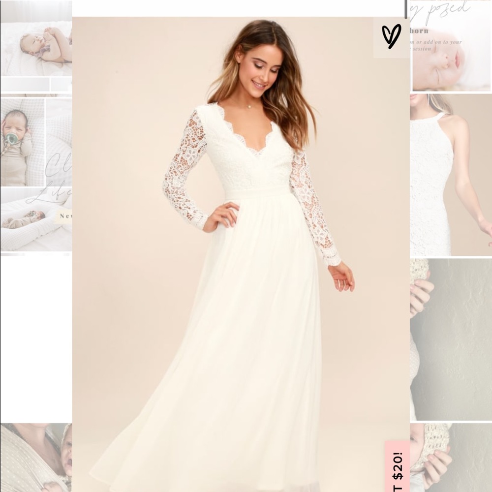 White Bridal LuLus open back lace dress M